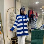 BNN3022 ÇİZGİLİ MERSERİZE HIRKA Saks Mavisi